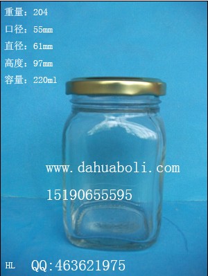 220ml方形麻辣醬玻璃瓶