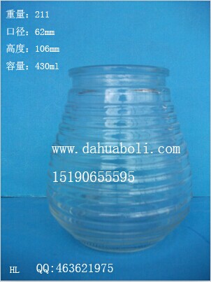 430ml螺紋玻璃燭臺