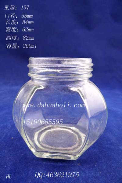 200ml六面蜂蜜玻璃瓶
