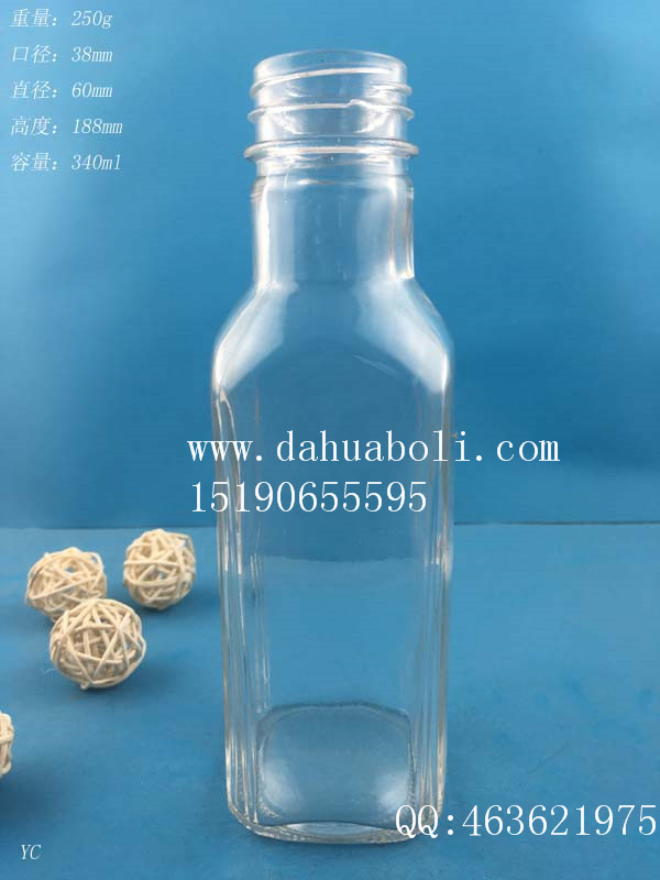 340ml方形飲料玻璃瓶