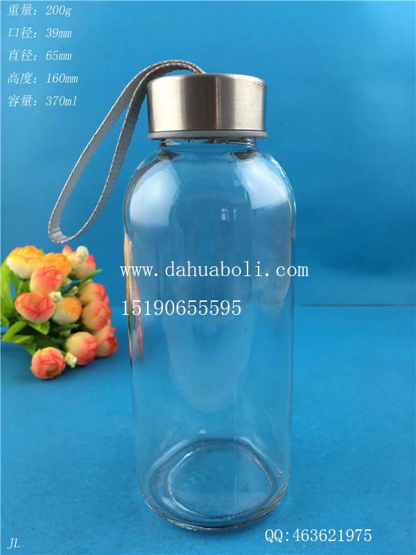 370ml玻璃手提水杯