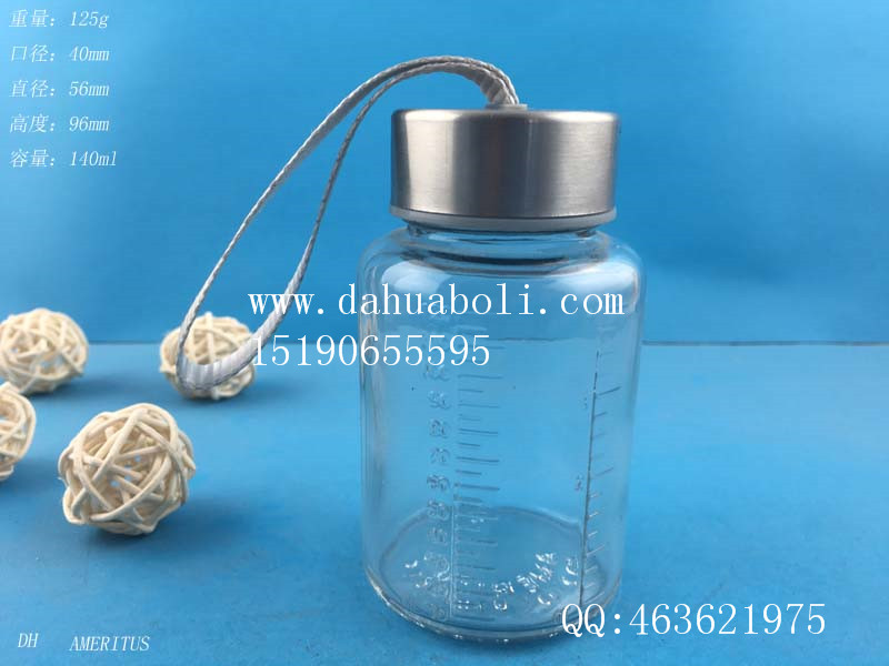 140ml帶刻度手提玻璃瓶