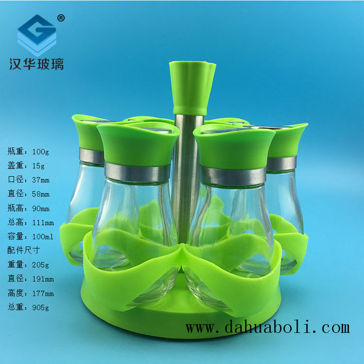 100ml綠色蓋胡椒粉玻璃瓶套裝