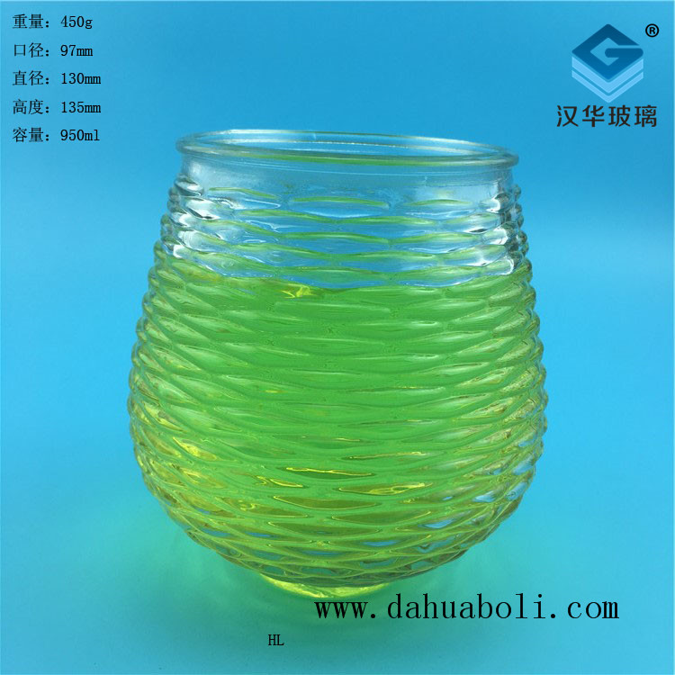 950ml水波紋出口玻璃燭臺