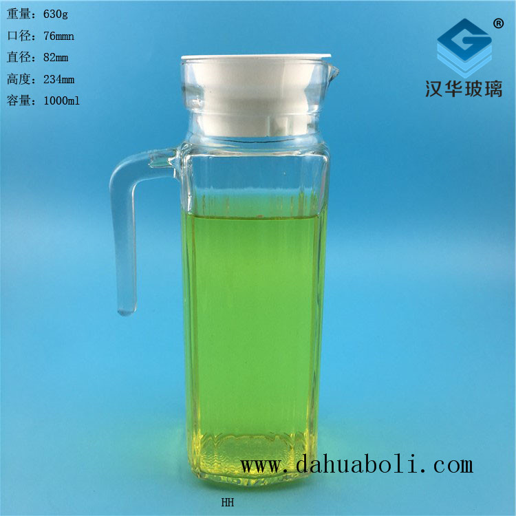 1000ml豎條冷水玻璃手把壺