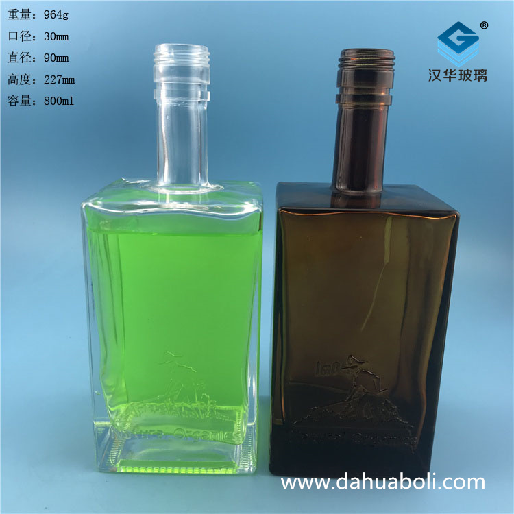 800ml長(zhǎng)方形威士忌玻璃酒瓶