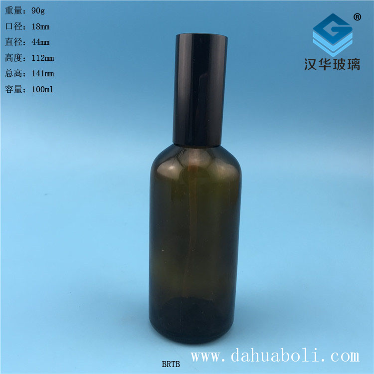 批發(fā)100ml茶色玻璃噴霧精油瓶