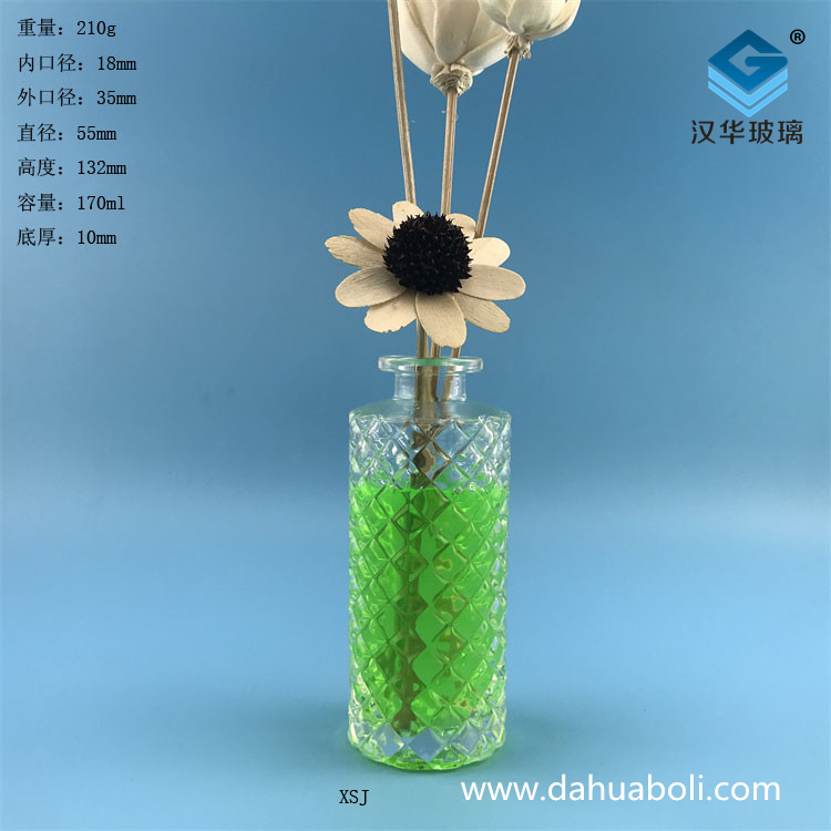 170ml平口菱形圓柱形香薰玻璃瓶